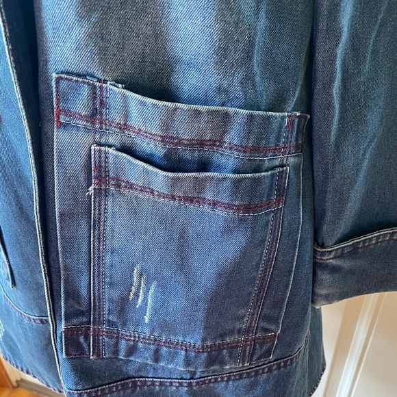 Denim Pea-Style jacket with distressing size M - Picture 3 of 7